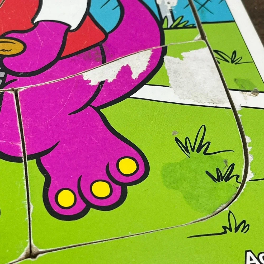 Play Ball With Barney‎ Wooden Puzzle: Vintage Nursery Decor